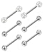 Jstyle 3 Pairs 14G 316L Stainless Steel Nipple Rings Piercing Body Jewelry Barbell CZ Tongue Rings