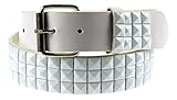 Q Collection Faux Leather Pyramid Studded Belt - Cool Designer Belt for Men and Women - Quality Construction, Trendy Design - Available in 4 Sizes
