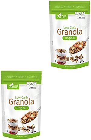 Low Carb Granola Cereal, Gluten Free, Sugar Free, 4g Net Carbs, No Sugar Added, Non-GMO, No Artificial Sweeteners,%100 Natural, No Preservatives, Kosher (2 Pack)