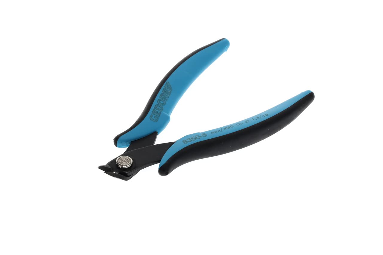 GEDORE Miniature Electronic Bevel End Cutter for 1.3mm Copper Wire, Steel, Black/Blue