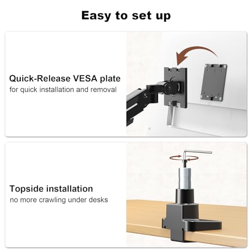 Dual Monitor-Arm Heavy-Duty for 17-49-inch Screens - Premium Vertical Stacked Dual Monitor Arm Desk Mount for Ultrawide Screens up to 44lbs, Fully Adjustability, VESA 75/100 mm, Black