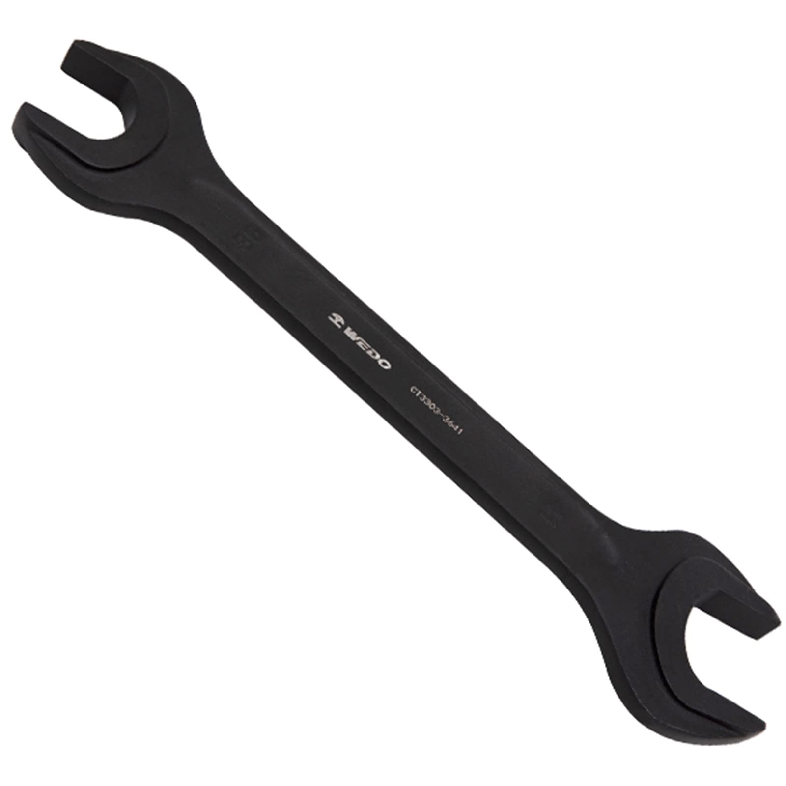WEDO Double Open-Ended Spanner with Open End, Double Open-Ended Spanner Single Open-End Spanner 40 Chrome Vanadium Steel Spanner Angled Open 36 x 41 mm, Length 350 mm, Black, DIN 894, Once Punched