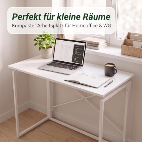 , Klappbarer Schreibtisch, faltbar, montagefrei, 100 x 50 cm