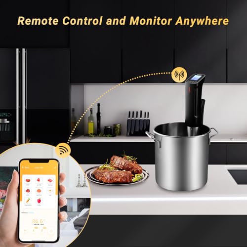 INKBIRD WiFi Sous Vide Cooker Machine ISV-100W, 1000 Watts Power Sous Vide Cooker, Accurate Temperature Time Control with Fast-Heating, Smart Wireless Immersion Circulator 14 Preset Recipes on APP
