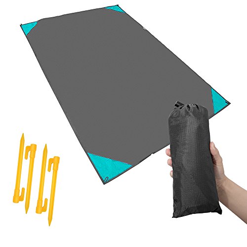 iMissiu Sand Free Beach Mat, Picnic Pocket Blanket Lightweight Waterproof Beach Blanket for Outdoor Camping, Travel, Hiking (Grey)