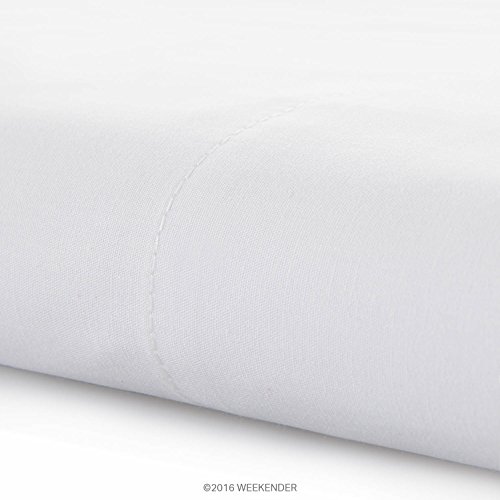 WEEKENDER 200 Thread Count Hotel Pillowcases - Set of 2 - Cotton Rich Blend - White - Queen