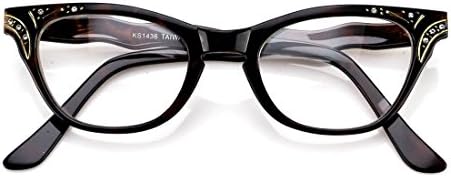 Cat Eye Glasses Clear Lens Rhinestones Retro Vintage Womens Fashion #Tortiose