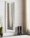 Kings Brand Furniture - Modern Upholstered Tufted Standing Floor Mirror, White