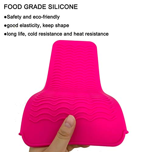 Heat Resistant Silicone Mat Pouch, Lessmon Hair Styling Tools for Curling Irons, Hair Straightener, Flat Irons, Length 11.5 & Width 6 Inches, Food Grade Silicone, Pink - Thumbnail 4