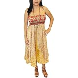 Women's Recycled Sari Dress Silk Two Layer Printed Party Dress 2 in One