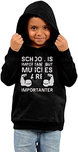 Dmnslm Children School is Important But Muscles are Importanter The Children's Hooded Sweatshirt 2 Toddler
