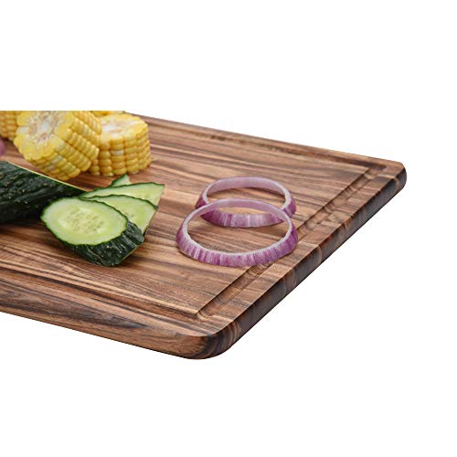 ZESPROKA Thick Acacia Wood Cutting Board with Juice Drip Groove,Set of 3 - Thumbnail 3