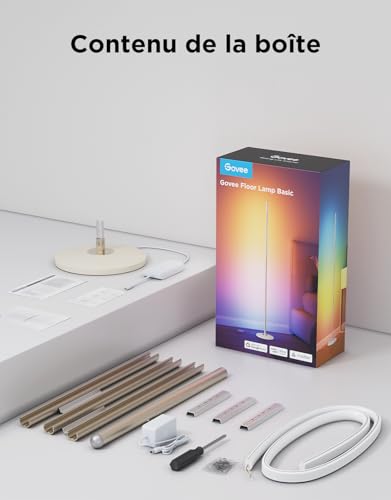 Govee RGBIC Living Room Floor Lamp, WiFi LED Floor Lamp Works with Alexa, Matter, Google APP, Music Sync, 16 Million Colours and 61 Stage Modes, Modern Lamp for Bedroom Room, Gold