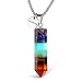 JADENOVA 7 Chakra Stones Necklace Gemstone Pendant Necklace Energy Healing Crystal Divination Pendulum For Women (Cone Hexagonal, 18 Inches Stainless Steel Chain)