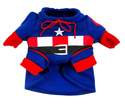 EXPAWLORER Captain America Dog Christmas Costume, Holiday Clothes Small