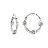 Sterling Silver Small Bali Style Endless Hoop Earrings for Cartilage, Nose and lips, 3/8 inch round