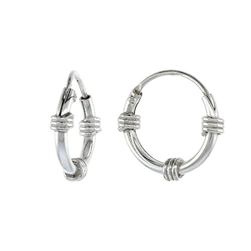 Sterling Silver Small Bali Style Endless Hoop Earrings for Cartilage Nose and lips 3/8 inch 8mm