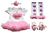 YiZYiF Newborn Toddler Baby Girls Party Dress 4 Pieces Outfits with Headband Set