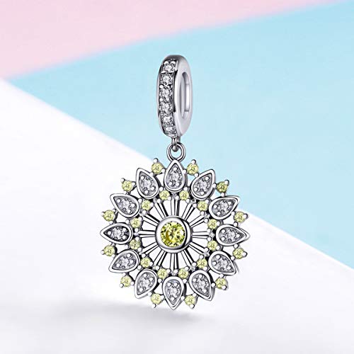 BAMOER Sterling Silver Charm Pendant Clear Cubic Zirconia Bead Charm for European Bracelet Women Girl