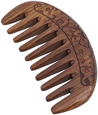 Beafavor Retro Black Sandalwood Comb Super Wide Tooth Straight And curly Hair Massage Wooden Comb Pocket Beard comb