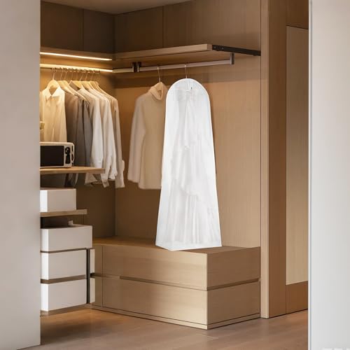 2 Pieces Suit Cover 180 x 60 cm Clothes Bag with Zip, Suitable for Wedding Dresses, Dresses, Coats, Long Coats, etc