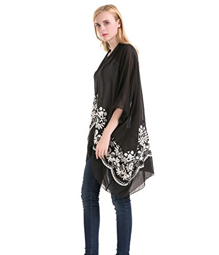image for Gemazon　Ｃollection Embroidered Kimono Cardigan Beach Coverup – B