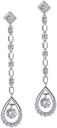 Youngpal 925 Sterling Silver Earrings Cubic Zirconia Long Dangle Earring With Jewelry box