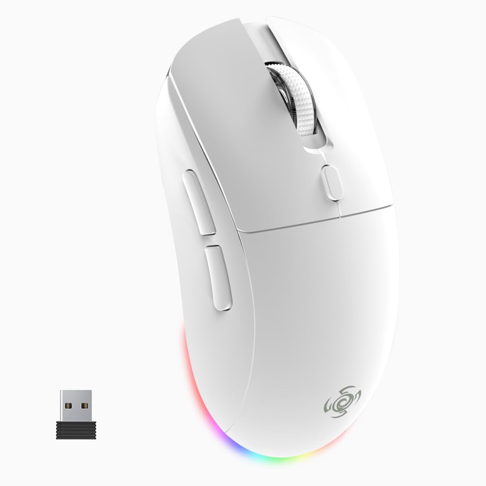 Photo 1 of LORERAN Wireless Gaming Mouse, Tri-Mode 2.4G/USB-C/Bluetooth Rechargeable Mouse with Colorful RGB Lights, 4800DPI Optical Sensor, 6 Buttons, Ergonomic Mouse Gaming for PC, Laptop, Mac