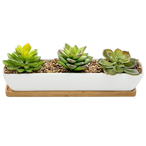 MyGift Potted Artificial Succulent Plants and Rock Fillers Fake Plant
