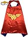Superhero or Princess TUTU, CAPE, MASK SET COSTUME - Kids Childrens Halloween (Wonder Woman - Blue Star Yellow)