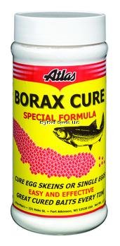 Atlas Mike's Bottle of Natural Bprax Cure for Cureing Your Own Salmon Fishing Bait Eggs, Yellow