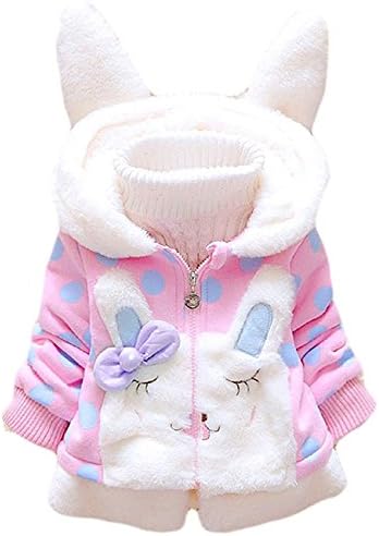 GRAGON VINES Kids Baby Girl Fleece Hooded Jackets Christmas Coat Winter Outerwear Rabbit Ears Hoodie