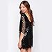 Deargles Womens Dress In Sequins Lace Hollow Out Half Short Sleeves SS16001