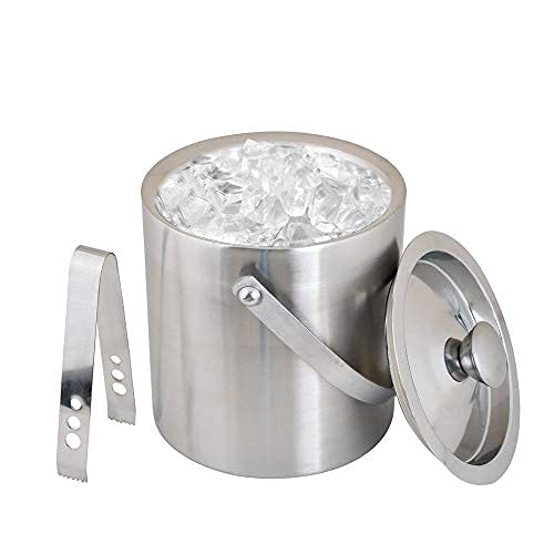 Kosma Ice Bucket Stainless Steel with Lid and Tongs | Double Wall Ice Cube Bucket - 1.5 Litre