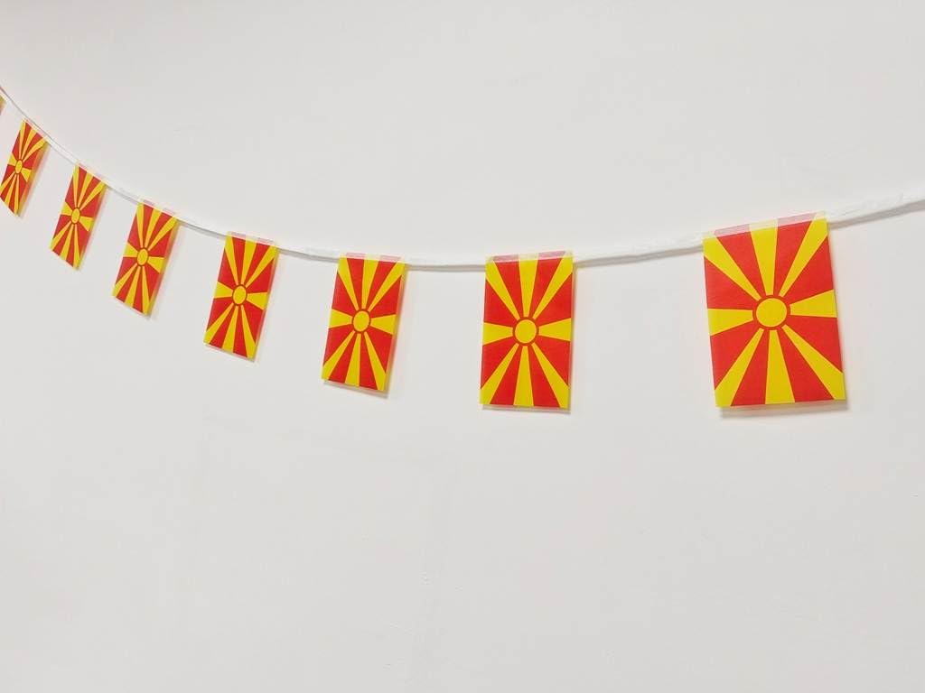 Macedonia Flag 40 Pack Macedonia Flag, Macedonia Garland 11.4M, Macedonia Bunting, National Flag Estonia Flags 14 x 21 cm