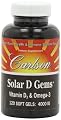 Carlson Labs Solar D Gems Naturals Vitamin D3 with Omega-3 4000 IU 120 Caps (Pack of 3)