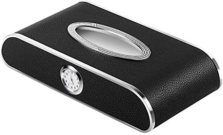 YZPZJH Clock leather tissue box rectangular, decorative bath towel tissue holder - rectangular napkin tray - bottom slider - elegant bathroom decoration (color : Black)