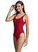 zeraca Women's Vintage High Cut Low Back One Piece Bathing Suit Swimsuit Medium Dark Red