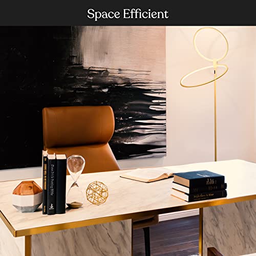 Brightech Eclipse Modern LED Torchiere Floor Lamp - Very High Brightness, Indoor Lamp - Living Room Standing Light - Alternative to Halogen - Built in Touch Dimmer - Gold/Brass