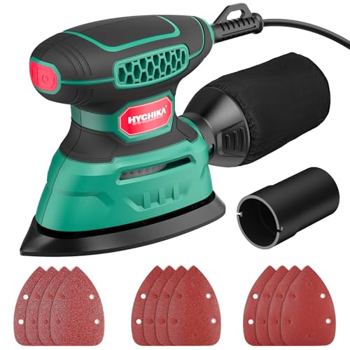 HYCHIKA 140W Wood Sander 13000 OPM Efficient Dust Collecting Sander with 12PCS Sandpaper Ideal for Wood Sanding and Removing Rust and Paint