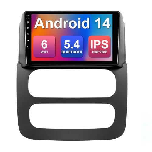 2+64G 9-inch Android 14 Car Stereo for Dodge RAM 1500/2500/3500 2002-2006 IPS Touchscreen Screen Car Radio with Carplay & Android Auto Support Backup Camera GPS FM Navi BT SWC