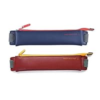 LUFOX 2-Pack PU Leather Pen Pencil Pocket Case Sleeve Holder Pouch with Elastic Band for Book Notebook Bible (Dark Blue+Burgundy)