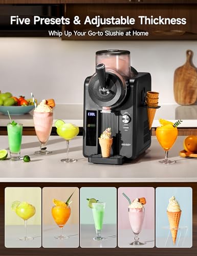 HiCOZY F3 Slushie Machine & Ice Cream Maker, Slushy Machine for Home, No Ice Needed, Self-Cleaning, 5 Presets for Soft Ice Cream, Spiked Slushie, Cold Drink, Milk Shake, and More