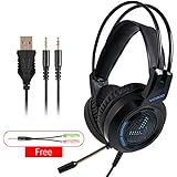 Hinrylife Gaming Headset, Headset with Surround Sound, LED Light &amp; Noise Canceling Microphone,Soft Ear Pads, Volume Control. for PS4, Xbox One, Nintendo Switch, PC, PS3, Mac, Laptop