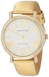 Anne Klein Women's AK/1154WTGD Swarovski Crystal Accented Gold-Tone Leather Strap Watch