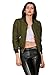 Simplee Apparel Women's Padded Zipper Biker Bomber Down Jacket Coat, Army Green, Asia L, US 8-10