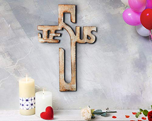 Wooden Wall Cross Long Hanging French Cross Hand Carved Antique Design Religious Altar Home Living Room Decor Accessory