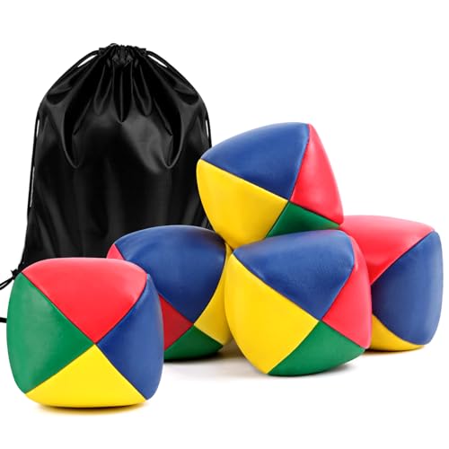 Set of 6 Quality Juggling Balls for Beginners, 50mm Diameter, Water Resistant Juggling Ball, Mini Faux Leather Juggling Balls for Kids Girls Adults