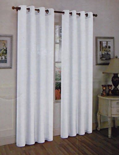 White Taupe Gromet Style In 108" Lenth 2 Pcs Solid Grommet Faux Silk Window Curtain Drapes Panels Treatment 108"