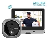 LaView Wireless Video Doorbell, Wi-Fi Door Bell Camera, Peephole Camera with LED Touch Screen, Wire-Free/Rechargeable Battery/Night Vision/Two-Way Audio/Mobile View